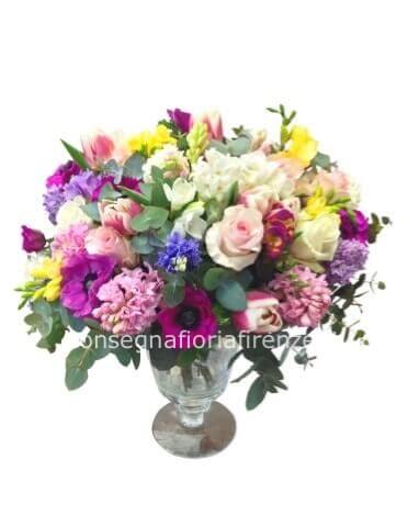 Bouquet di fiori assortiti + vasetto decorativo