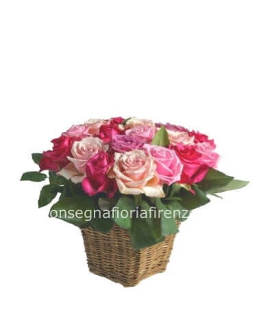 Cestino piccolo con rose miste