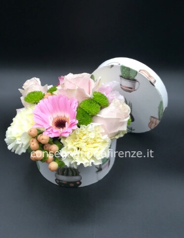 Flowerbox rotonda diam 13 con fiori misti di stagione