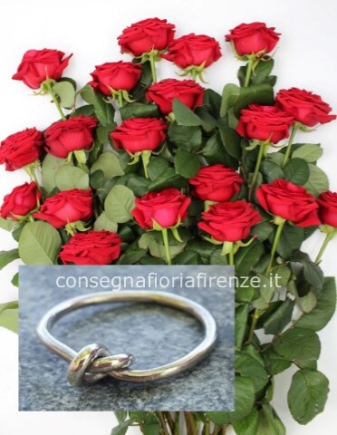 12 rose rosse (stelo lungo) + anello