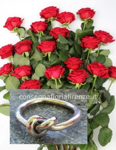 12 rose rosse (stelo lungo) + anello