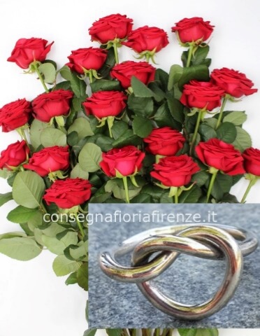 12 rose rosse (stelo lungo) + anello
