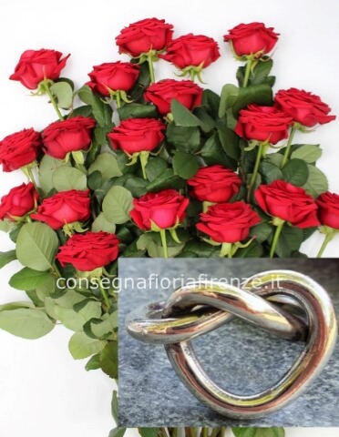 12 rose rosse (stelo lungo) + anello