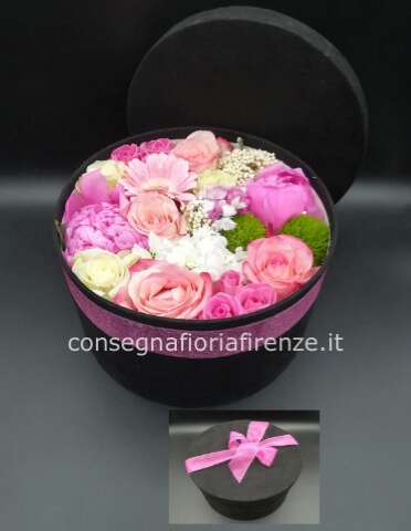 Flowerbox "velluto nero" con fiori misti (interni) di stagione